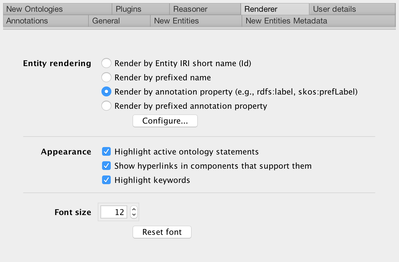 The Renderer preferences